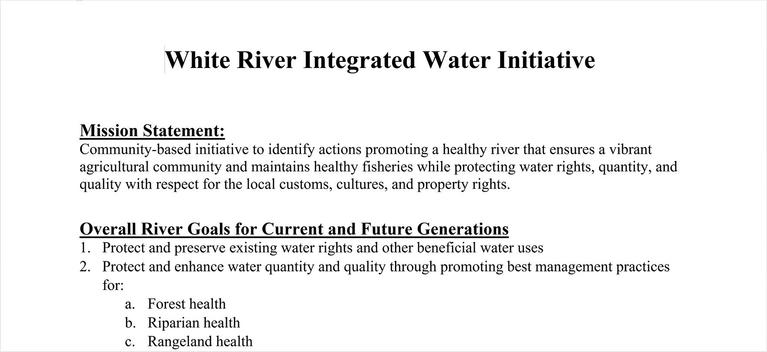 Updates on the White River Integrated Water Initiative